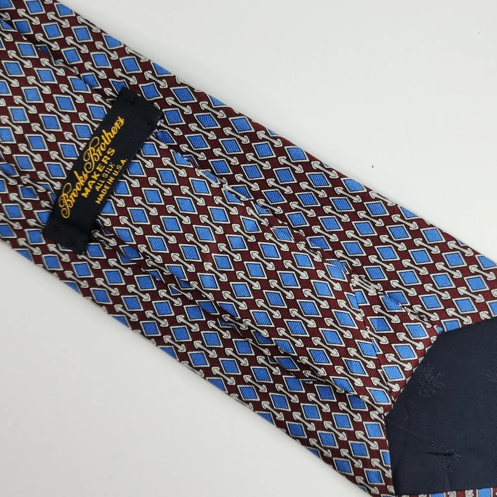 BROOKS BROTHERS MAKERS Blue & Red Silk Tie. - Picture 4 of 6